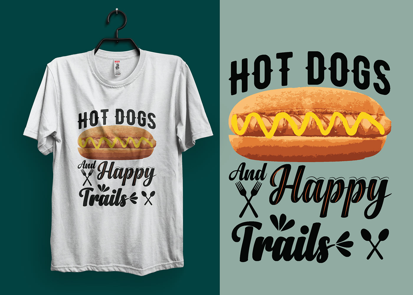 Fast food t-shirt Fashion  typography design graphic Tshirt Design ILLUSTRATION  adobe illustrator Hot Dogs restaurant