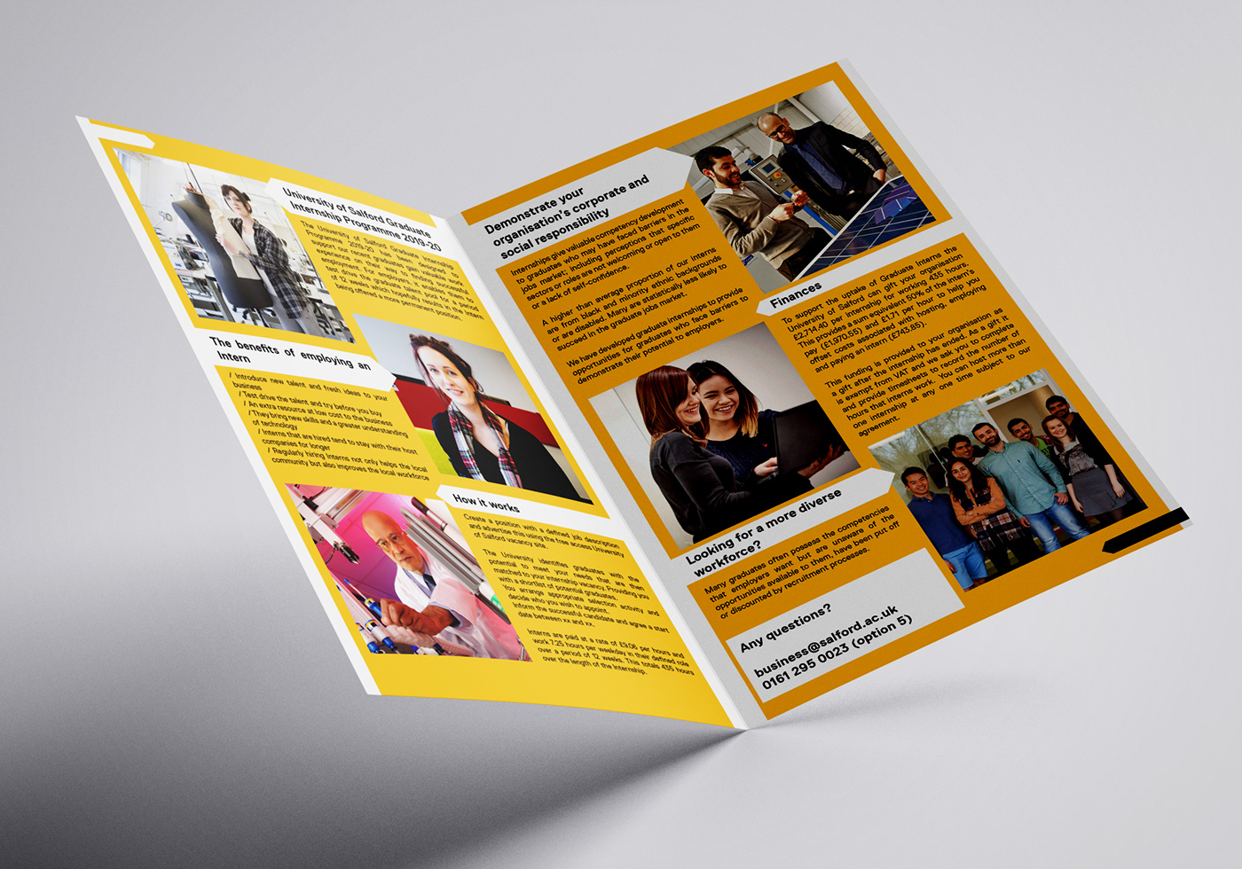 brochure bifold a4 publication university of salford salford University poster corporate