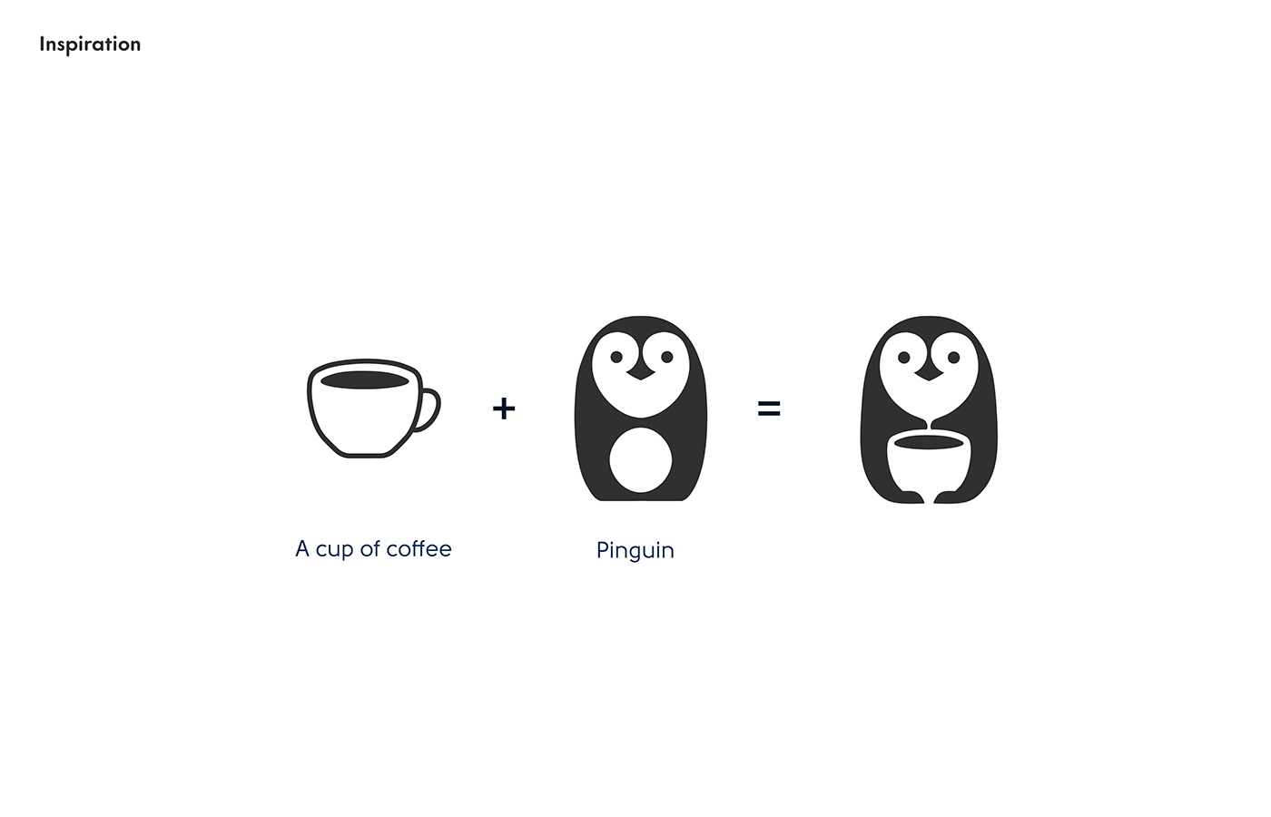 Logotype logo Pinguin abstract illoustration Icon Coffee cafe optical illusion branding 