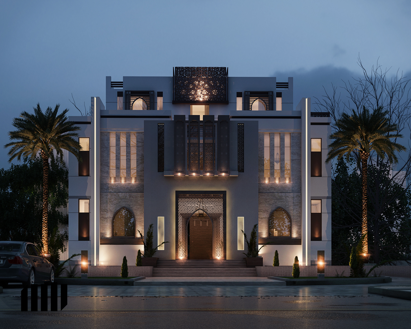 islamic Villa modern islamic 3d max Render visualization
