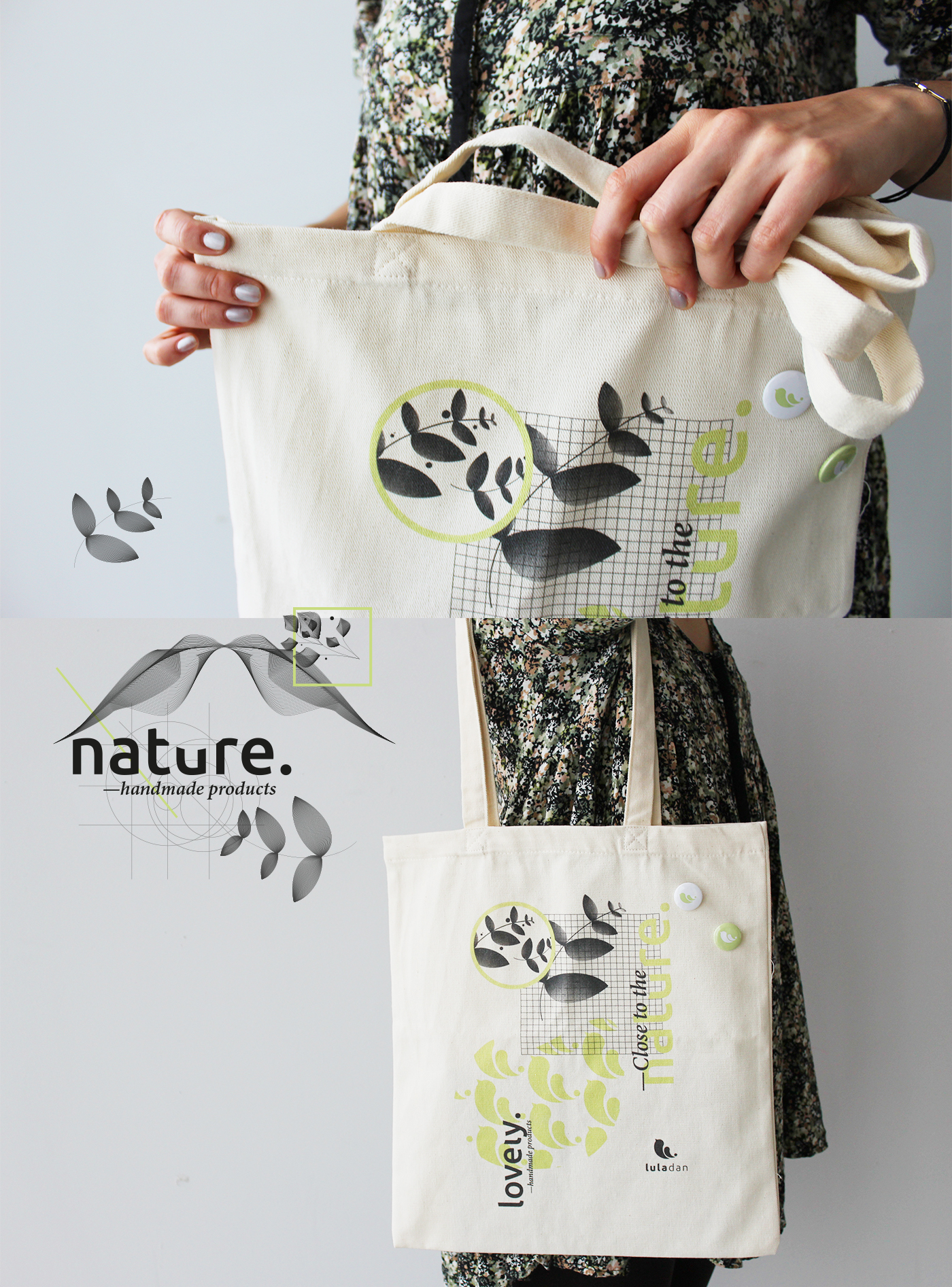 logo handmade Nature bird animals green decoration brand identity
