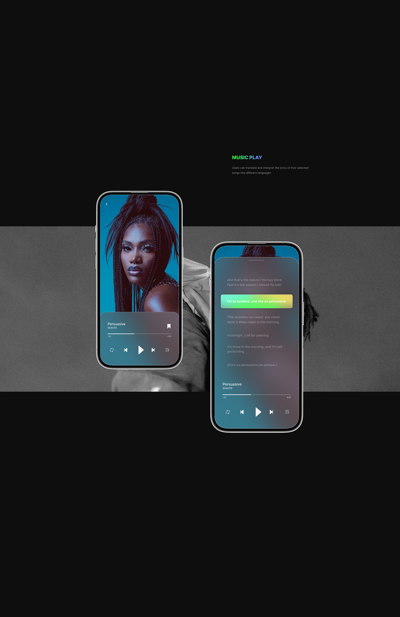 UI/UX musicapp spotify redisign app design ui design Mobile app visual design user interface interactive