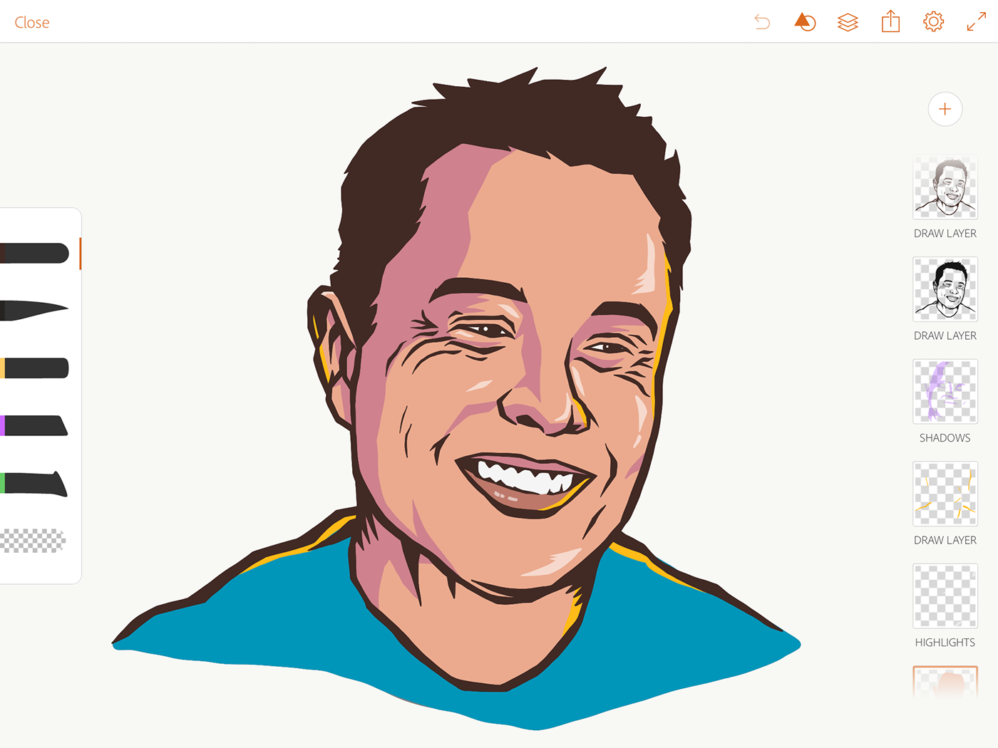 Elon Musk ILLUSTRATION  adobe illustrator draw Adobe Photoshop Sketch portrait south africa ipad pro apple pencil mobile tshirt
