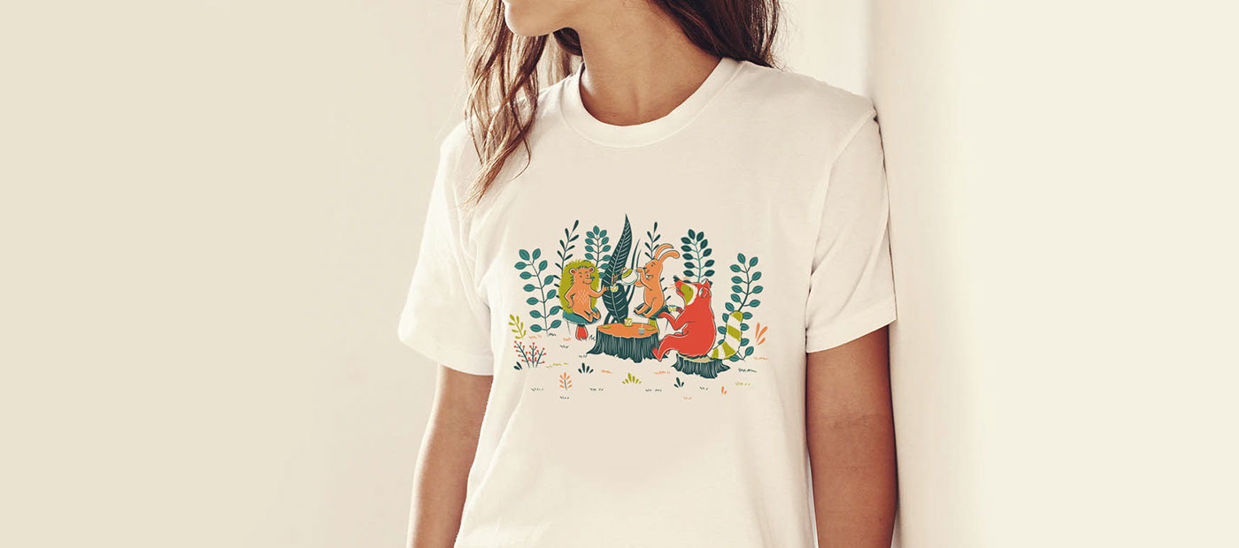 t-shirt animals woodland vector Fun Food  drink Color combinations colorful Clothing