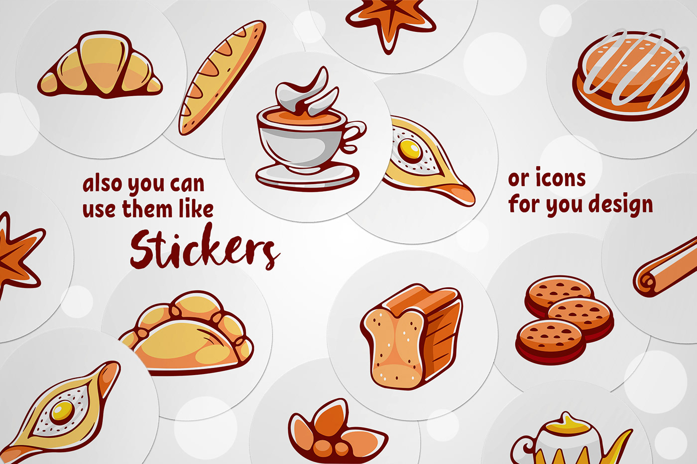 cartoon vector digital illustration dough pastry home Patterns icons banners bakery