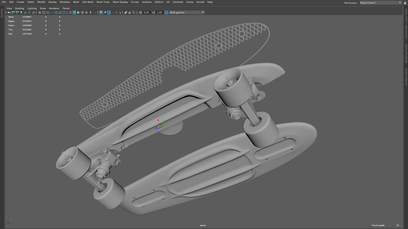 3d modeling Arnold Render fusion 360 keyshot Maya penny product design  skate