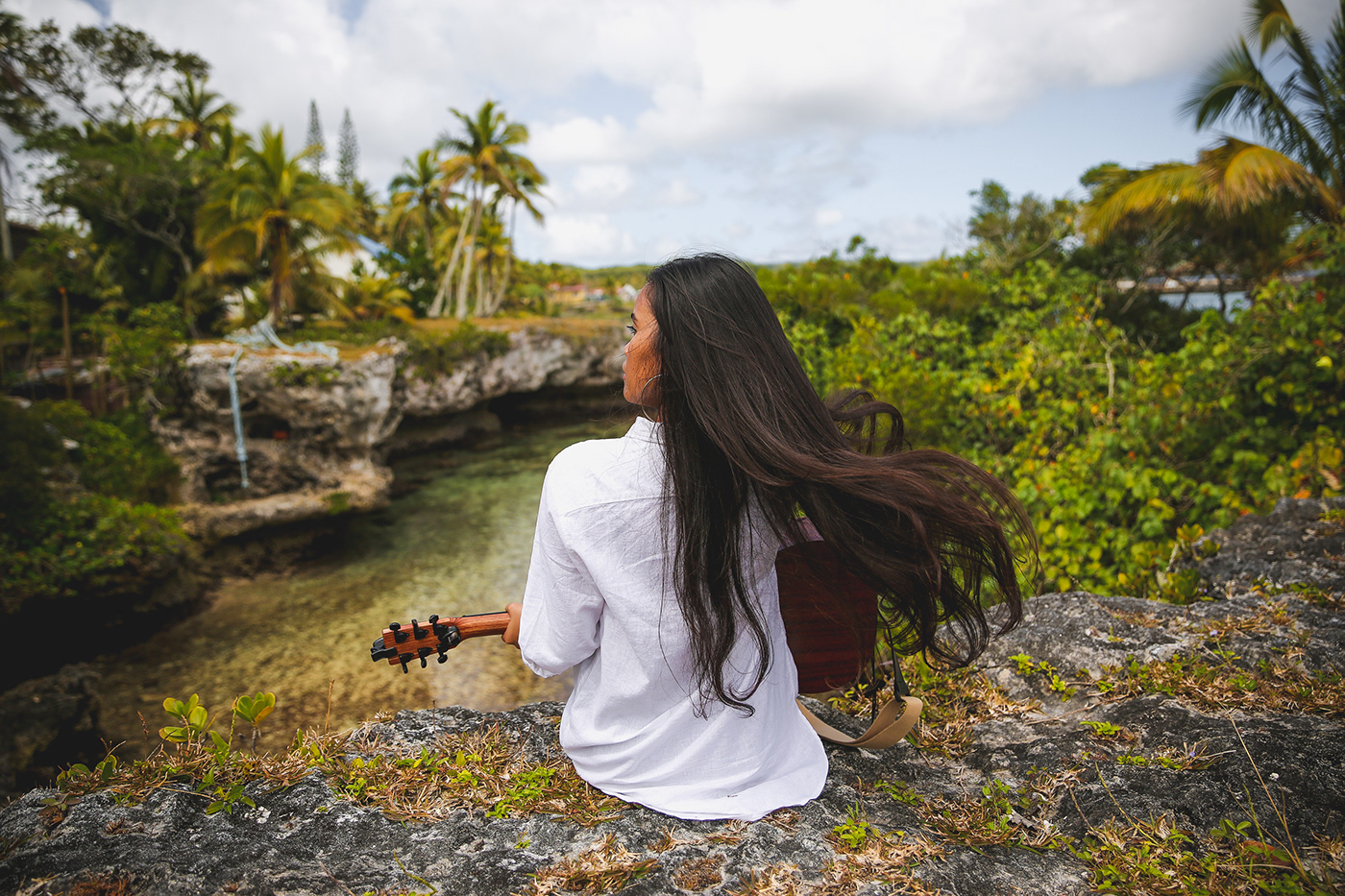 Beautiful element girl Island Landscape location musician Nature Photography  Portraiture