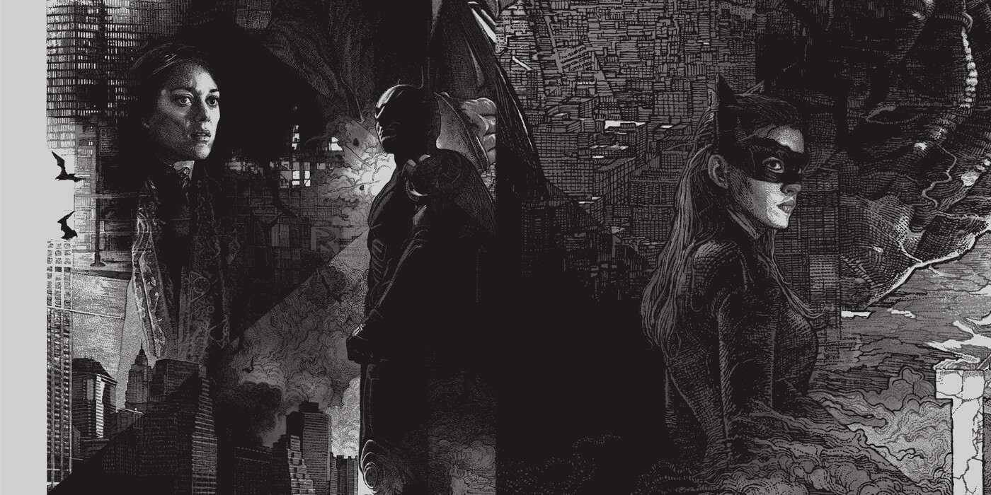 batman nolan screen print poster StudioKxx trilogy black & white batman begins THE DARK KNIGHT The Dark Knight Rise