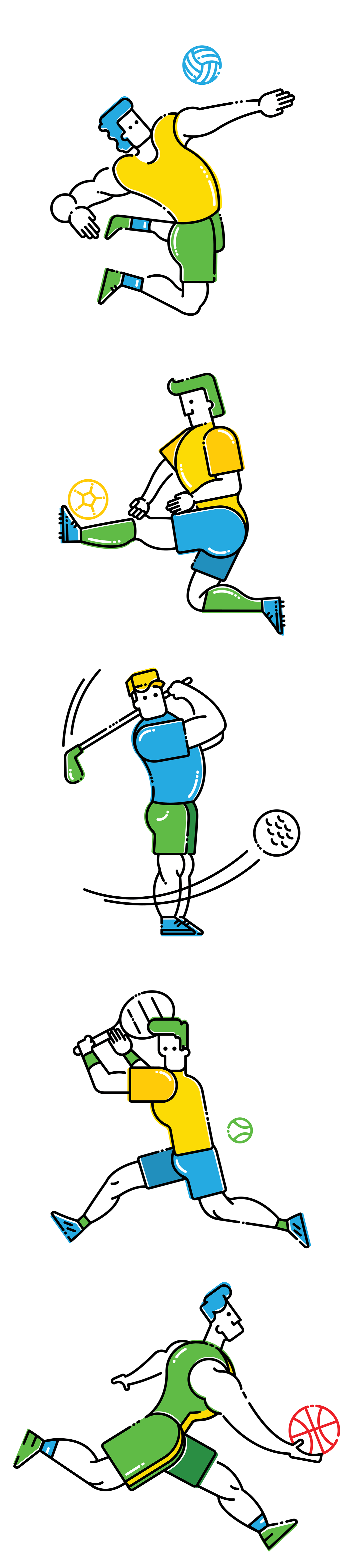 olympic balls rio 2016 atletas athletes olimpiadas icons iconography illustrations sports