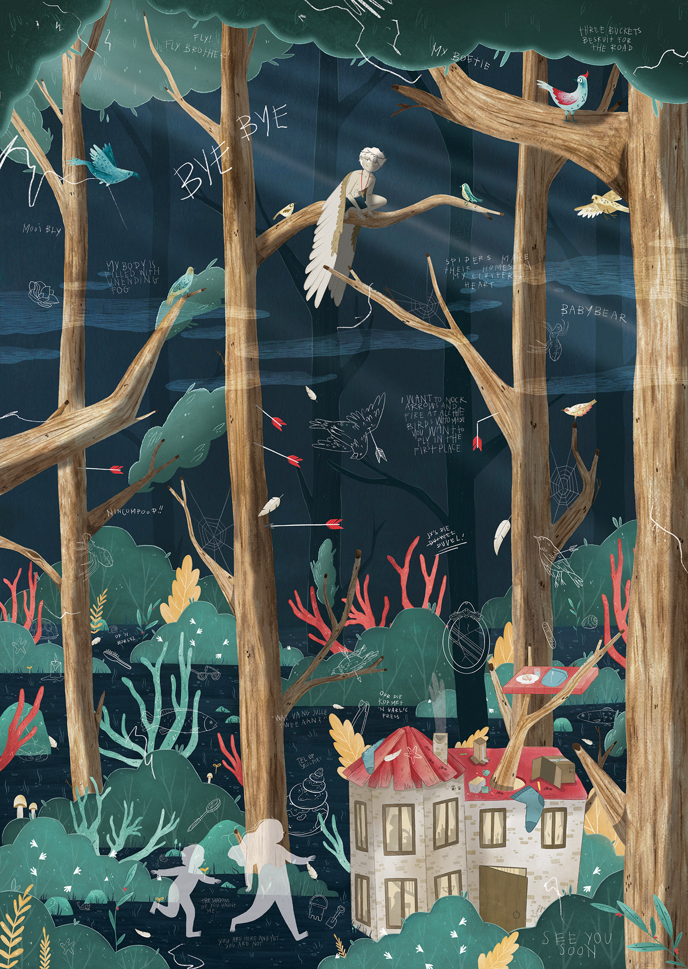 Character design  design fantasy forest gouache ILLUSTRATION  Magic   metaphor painting  