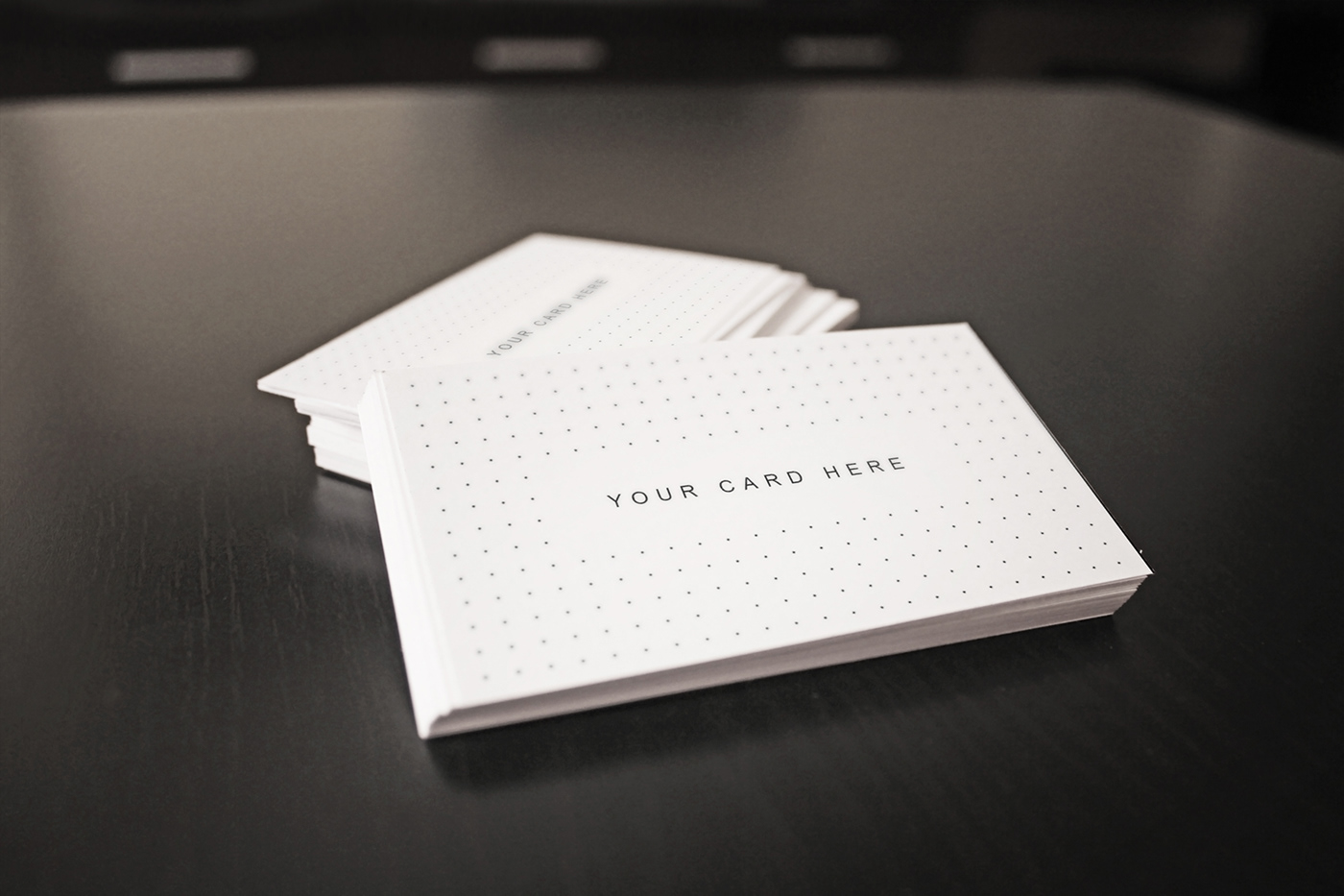set business card mockup clean clear customizable dark depth of field editable flyer high