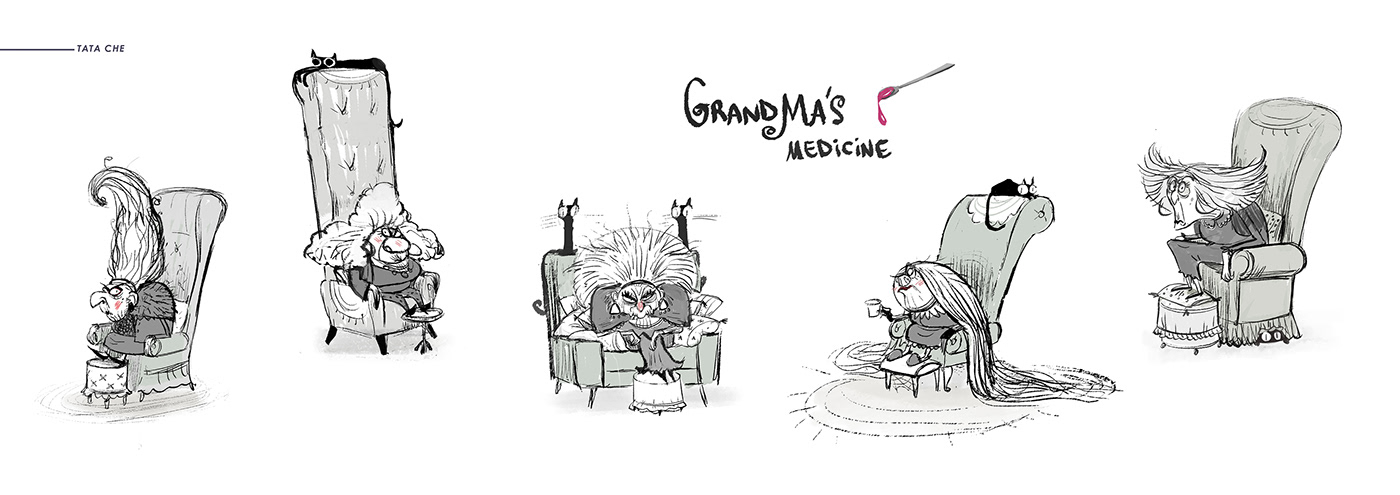 animation  Character design  concept art e[pressions grandmother Poses Roald Dahl Visual Development
