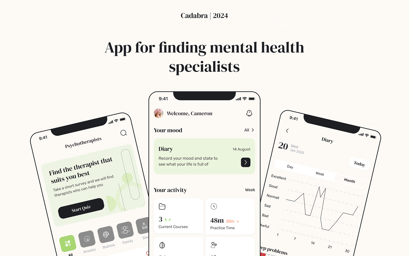 design UI/UX app design mental health UX Research user interface Figma apple watch psychotherapist