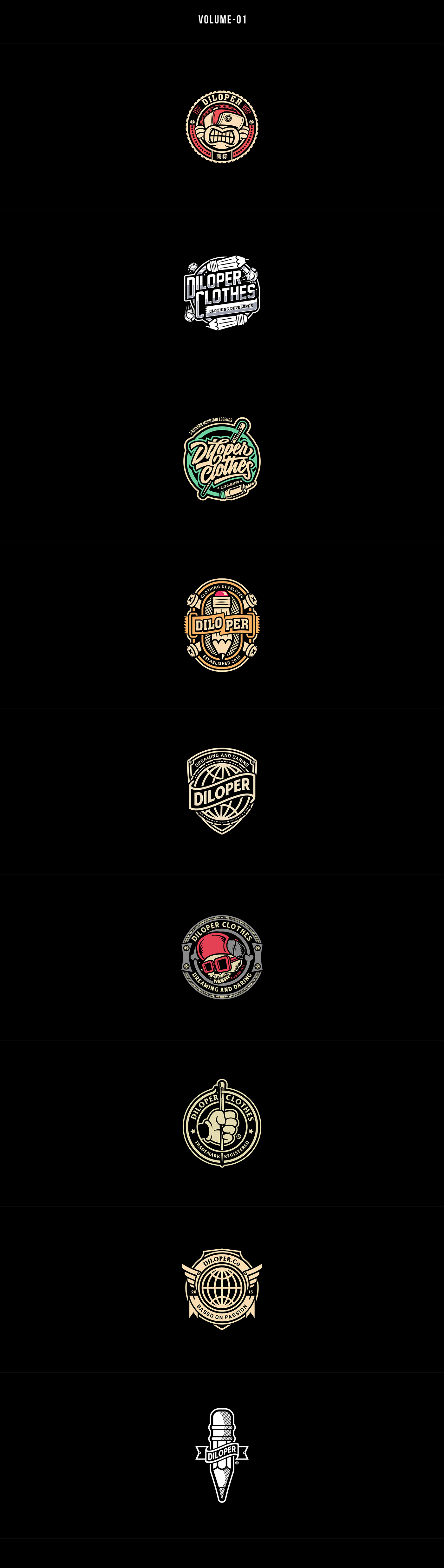t-shirt Clothing apparel vintage Badges Retro Logotype lettering logos Clothing Company