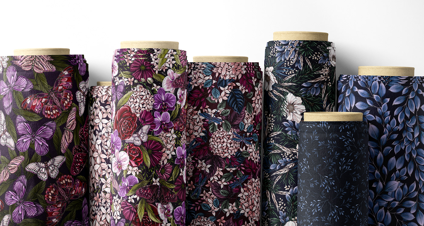 botanical detailed Digital Art  fabric floral ILLUSTRATION  orchid Packaging pattern textile