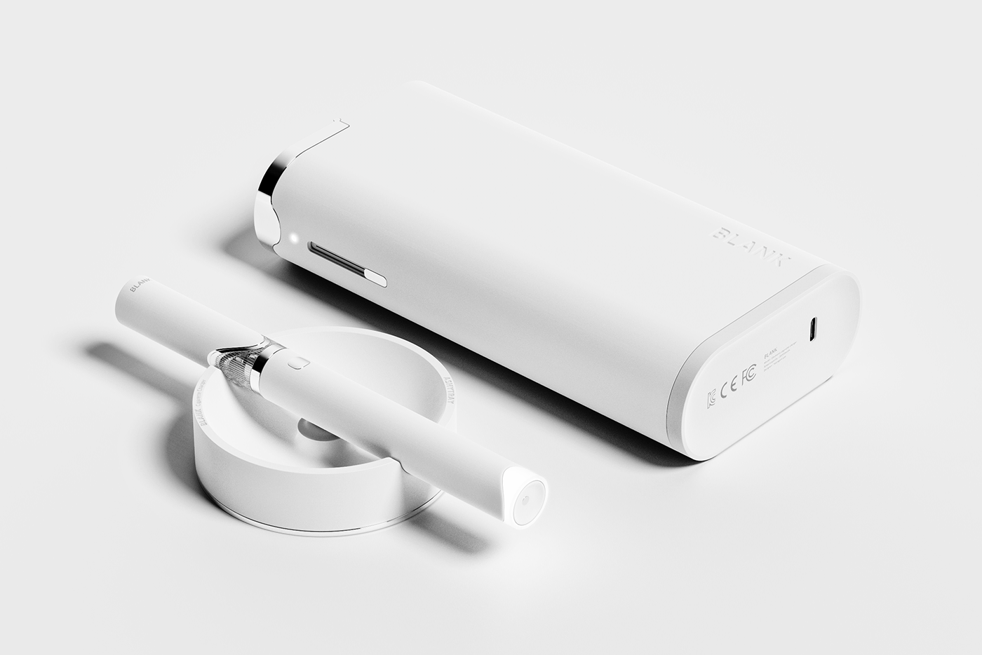 blank cigarette concept electronic cigarette industrial design  keyshot Mordern product design  White Wireless Charger