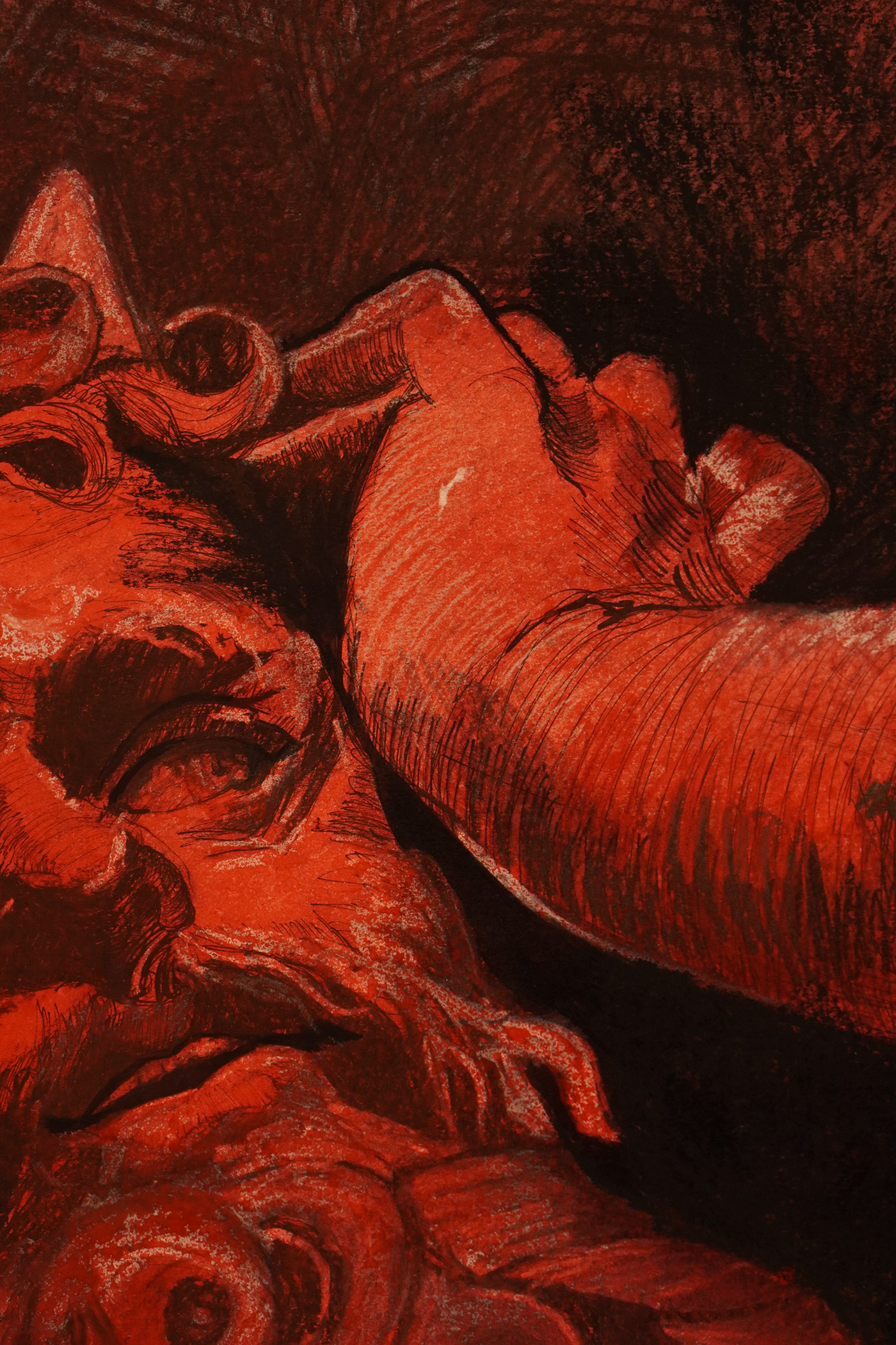 Drawing  painting   mixedmedia bnw proserpina Pluto dark tears acryl charcoal brush pencil hell red sculputre underworld