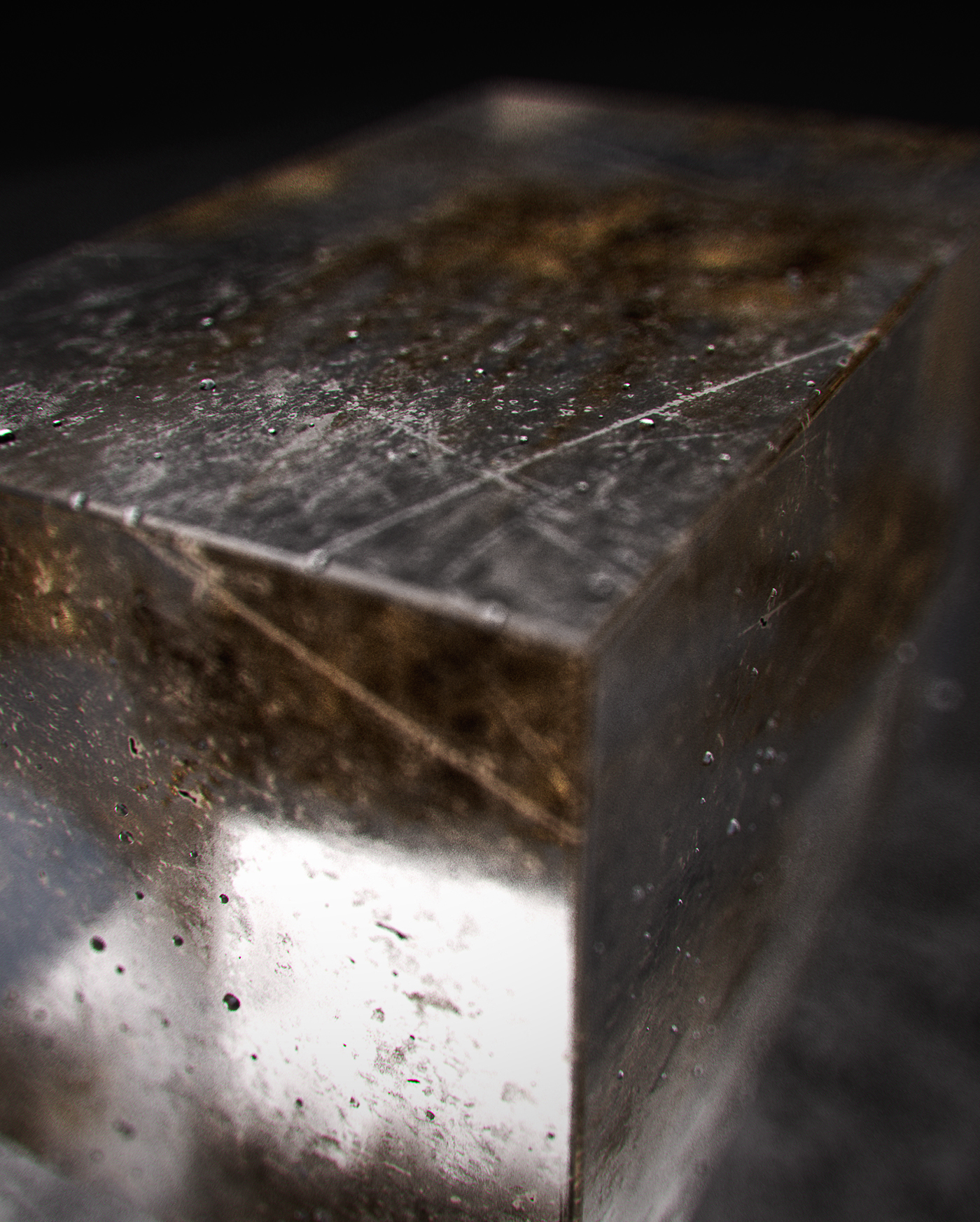 sculpture water gold droplets drops condensation glass dirt