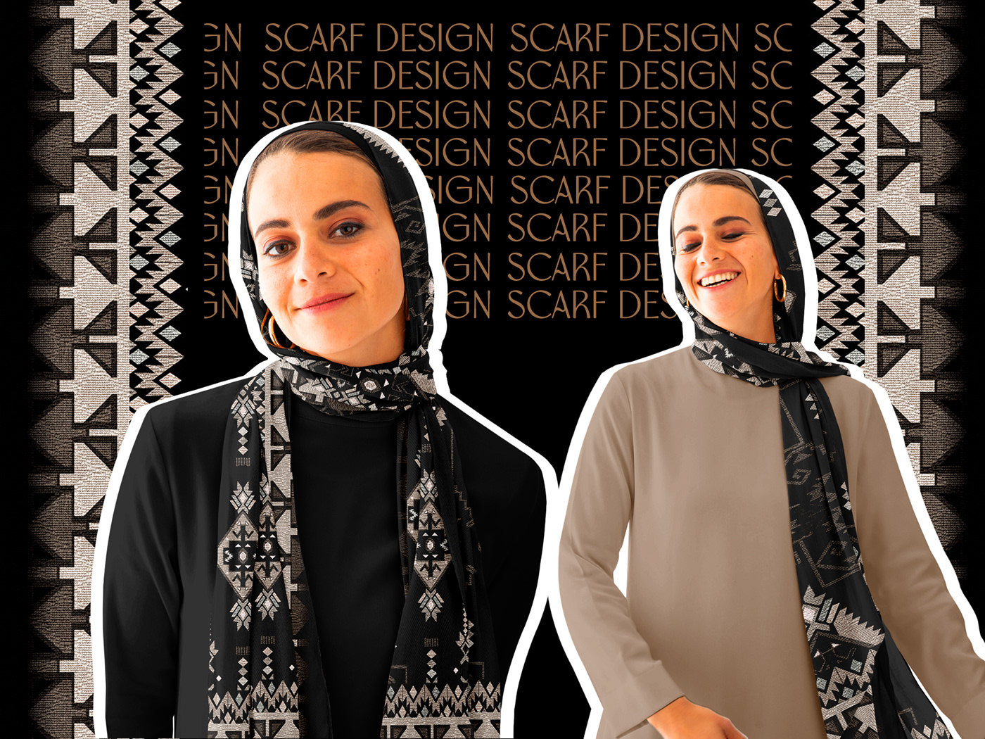 scarf hijab Fashion  design sublimation print fabric textile pattern Digital Art 