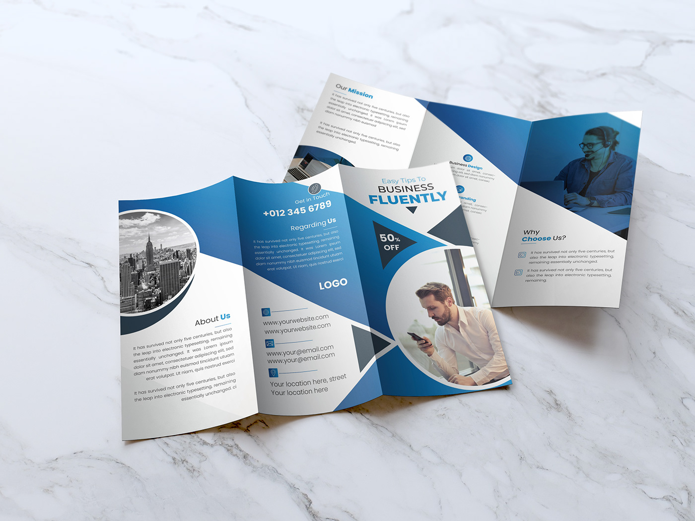 tri-fold brochure Advertising  marketing   Megazine flyer print design  vector adobe illustrator corporate