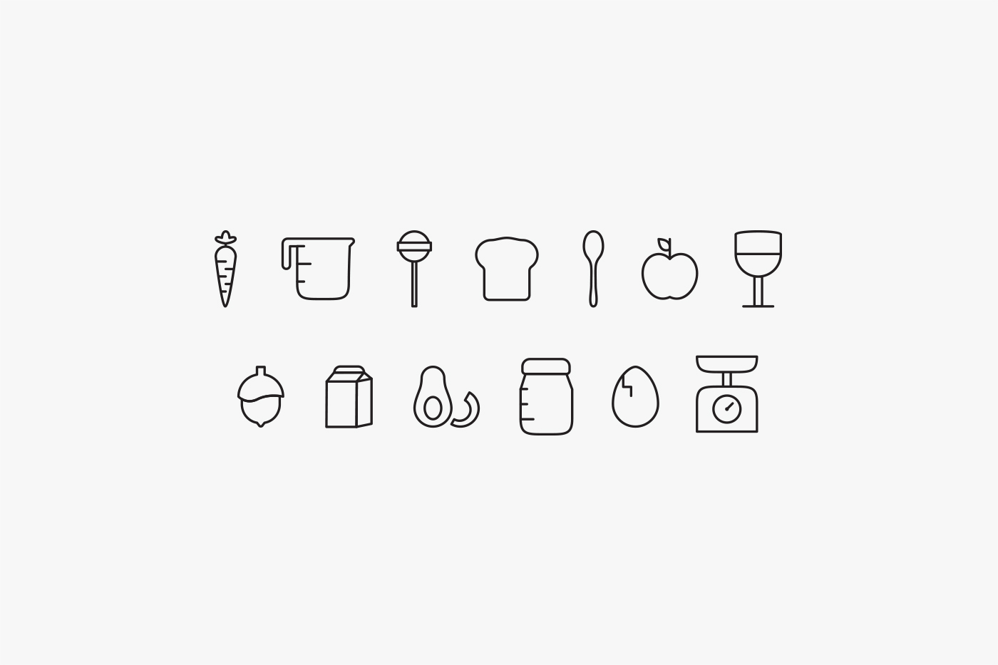 Icon iconography icon set icon family geometric minimal Food  kitchen beach vacation restaurant hotel medical organs