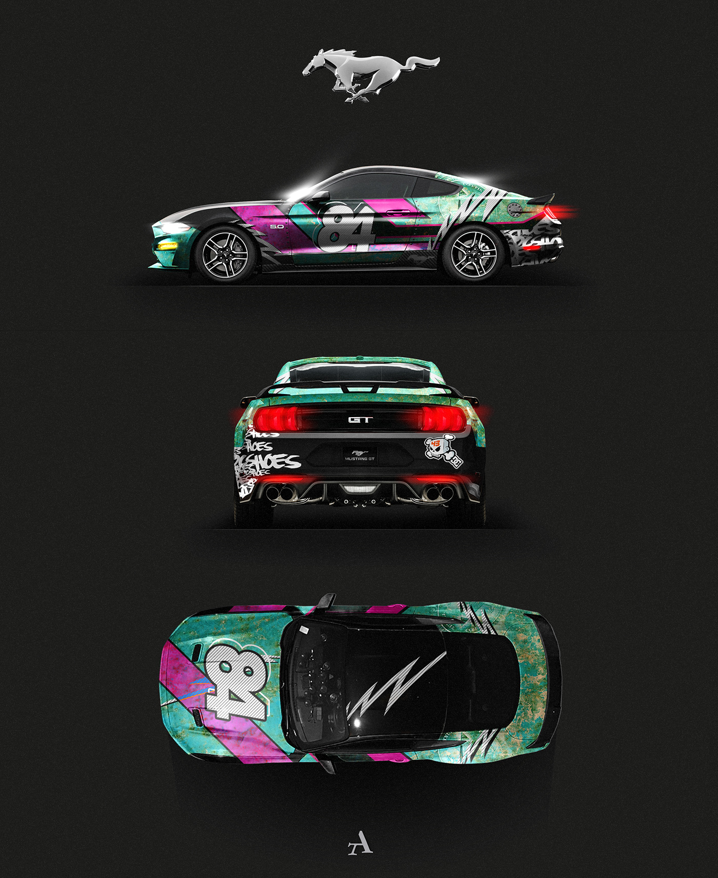 Mustang GT car wrap on Behance