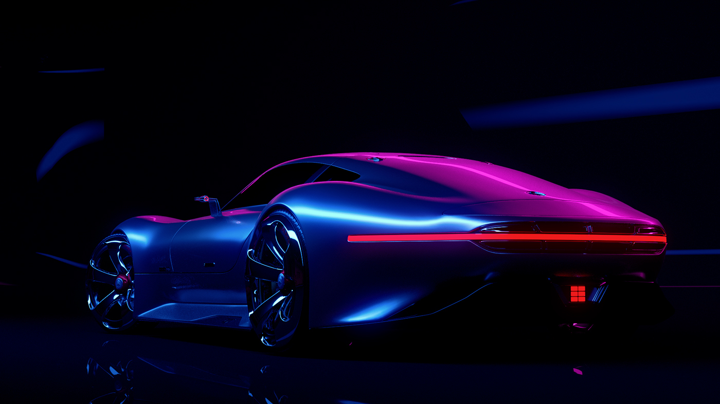 FERRARI mercedes studio CGI 3D gto neon car