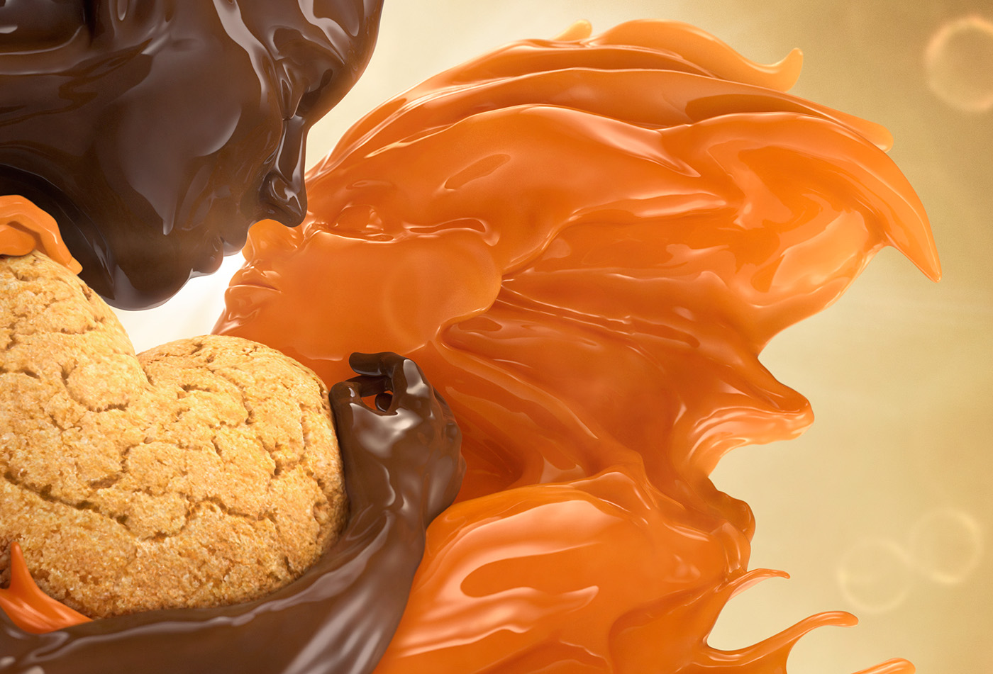 luminous creative imaging CGI 3D caramel loves chocolate fluids dynamics fedde souverein