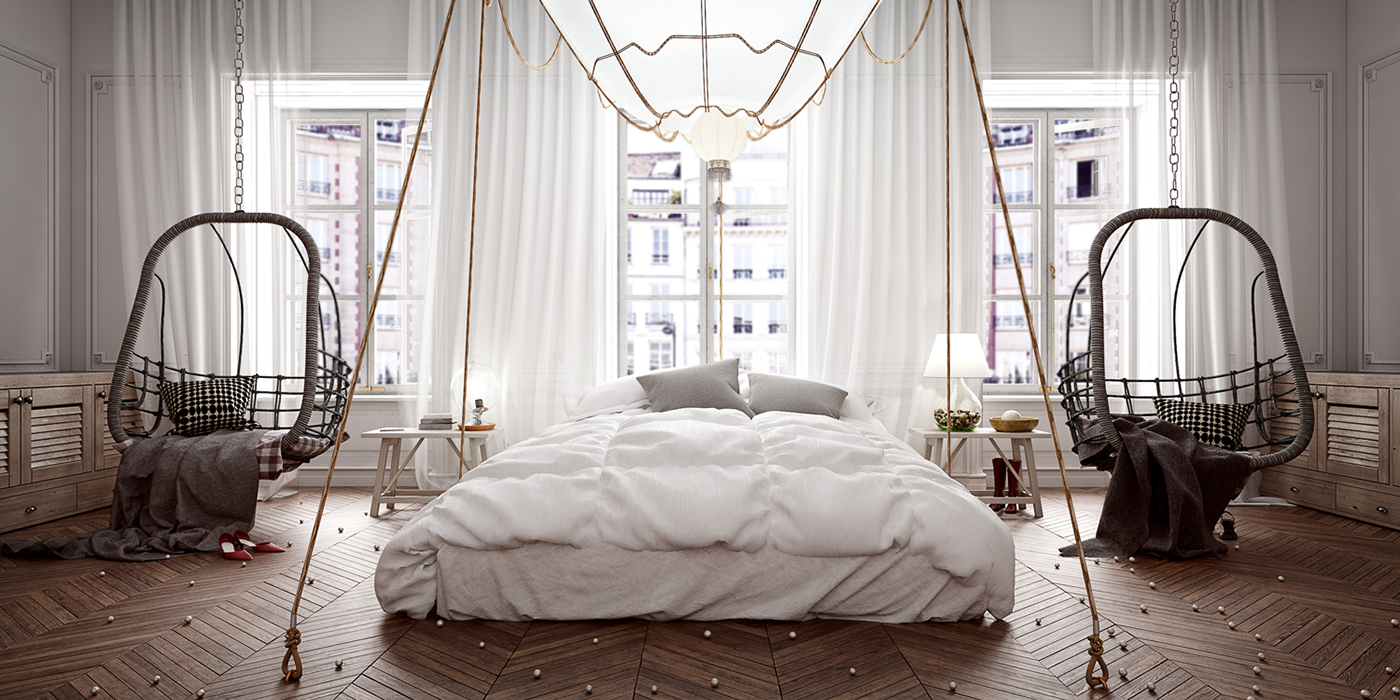 light Balance bed art Classic vray 3ds max photoshop design ArtDirection wood lighting blanket ropes rendering 3dmodel