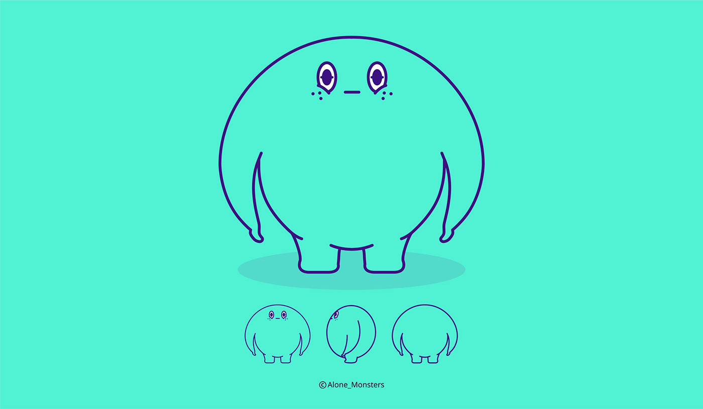 Character branding  illust cartoon alone monster lonely Young Single alien