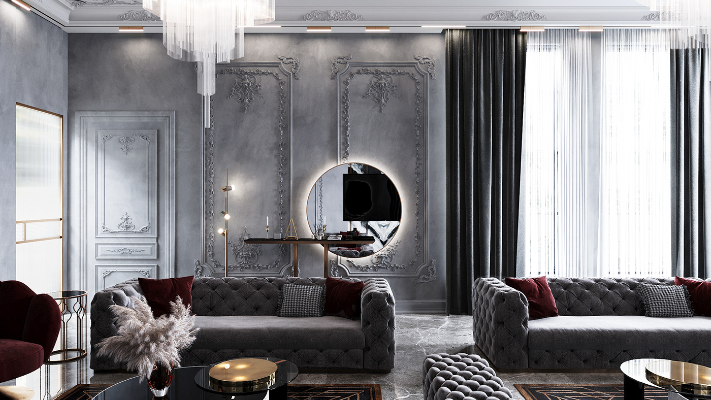 3dsmax corona render  Interior interior design  neoclassic photoshop