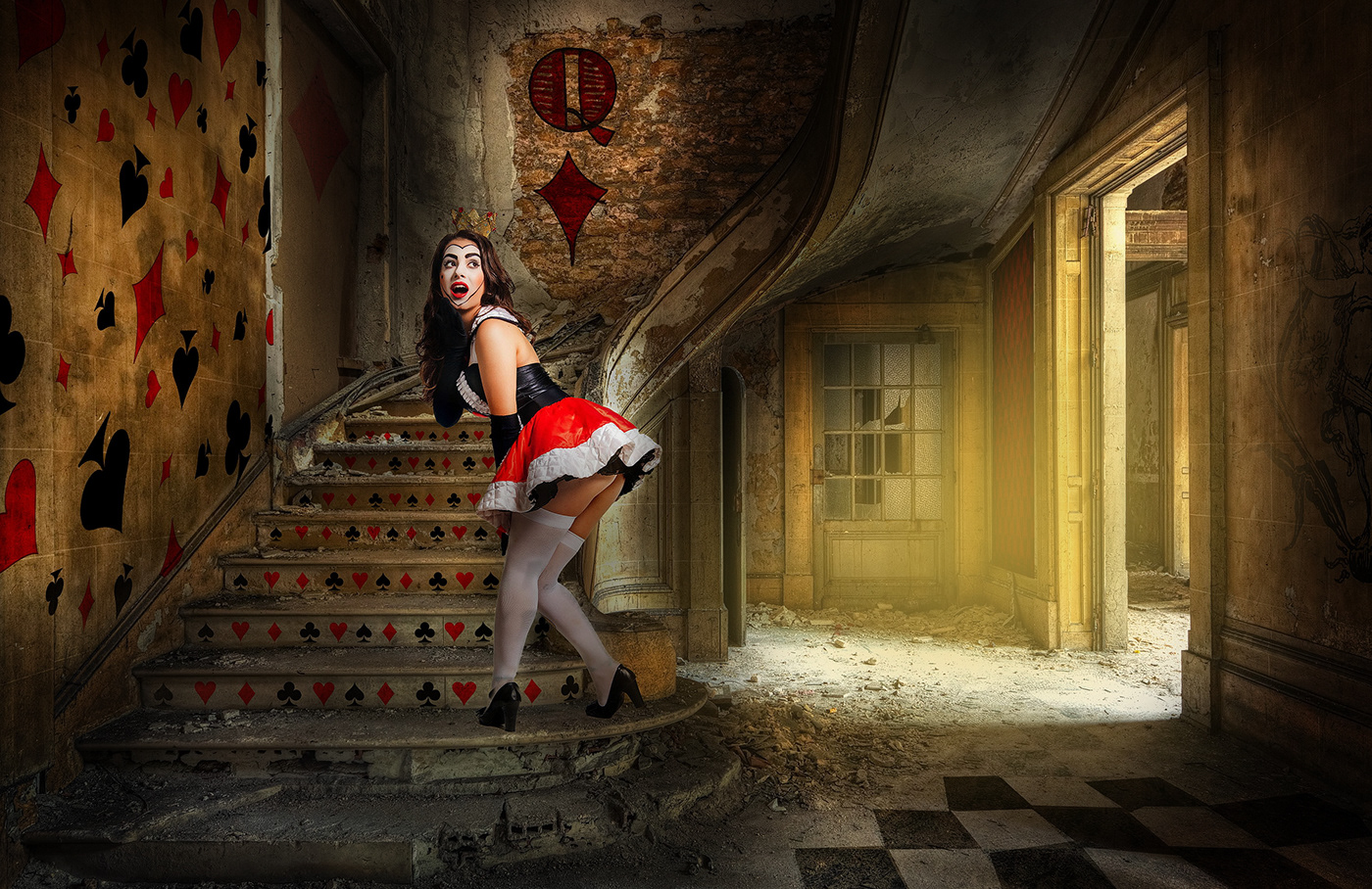 architecture Digital Art  editorial model retouch stairs