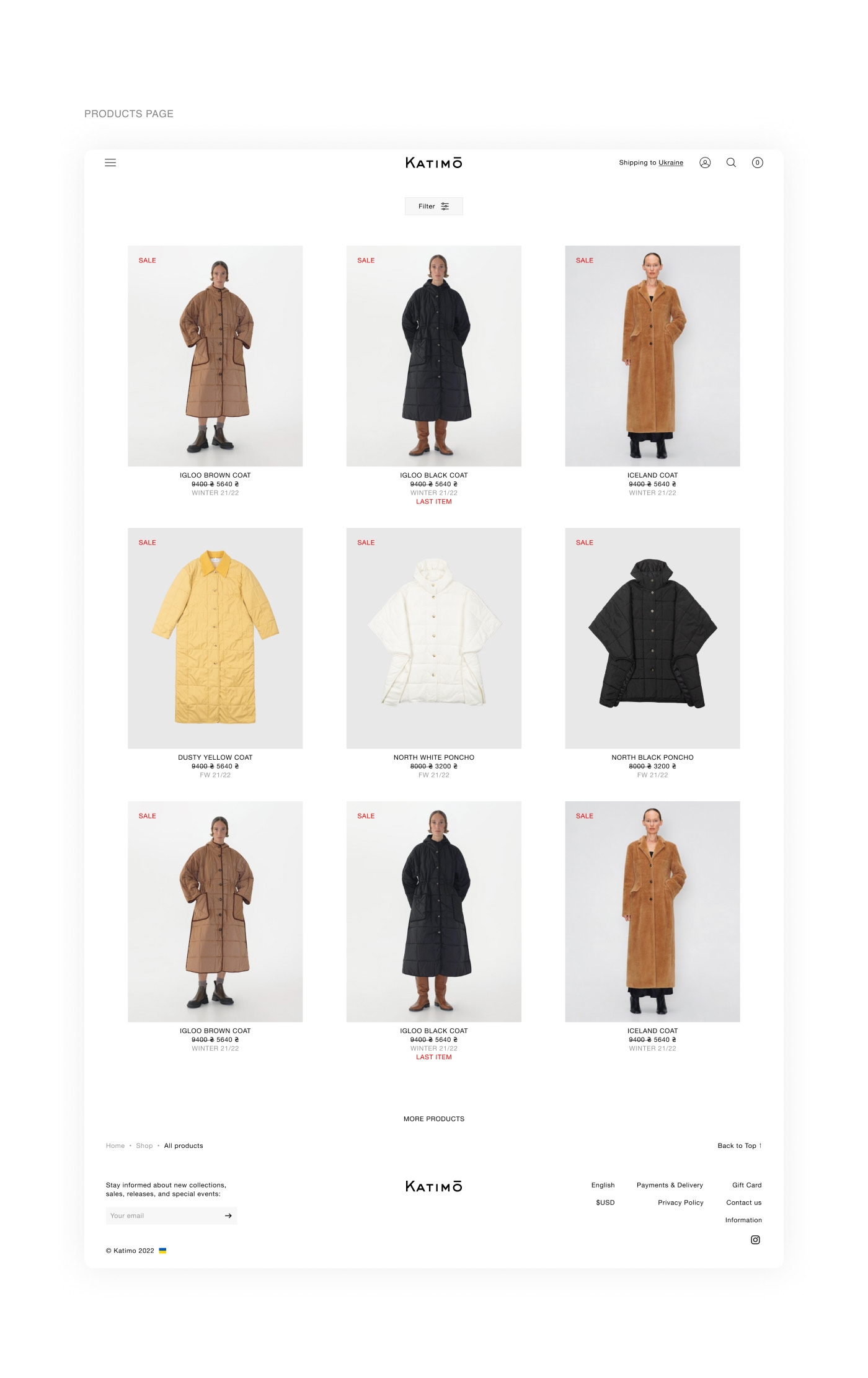 clothing. Design. e-commerse. fashion. katimo. ux/ui. Web. website.