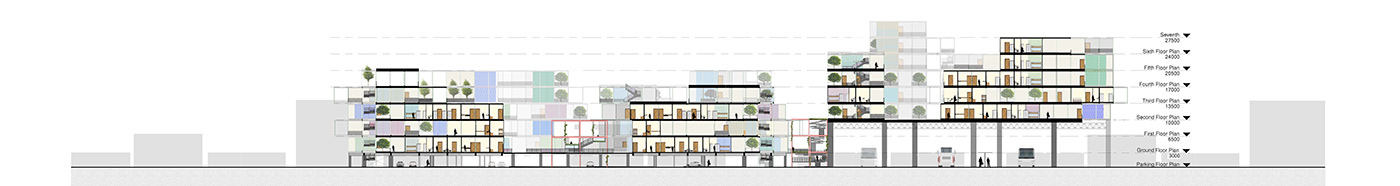 affordable architecture co-living collage flexible graduation project ILLUSTRATION modular Social housing temporary