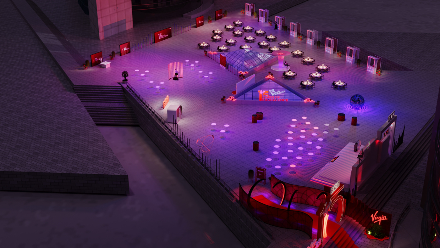 Virgin Radio Gala Dinner Stage photoop backdrop graphic design  Events Design Gala Set design