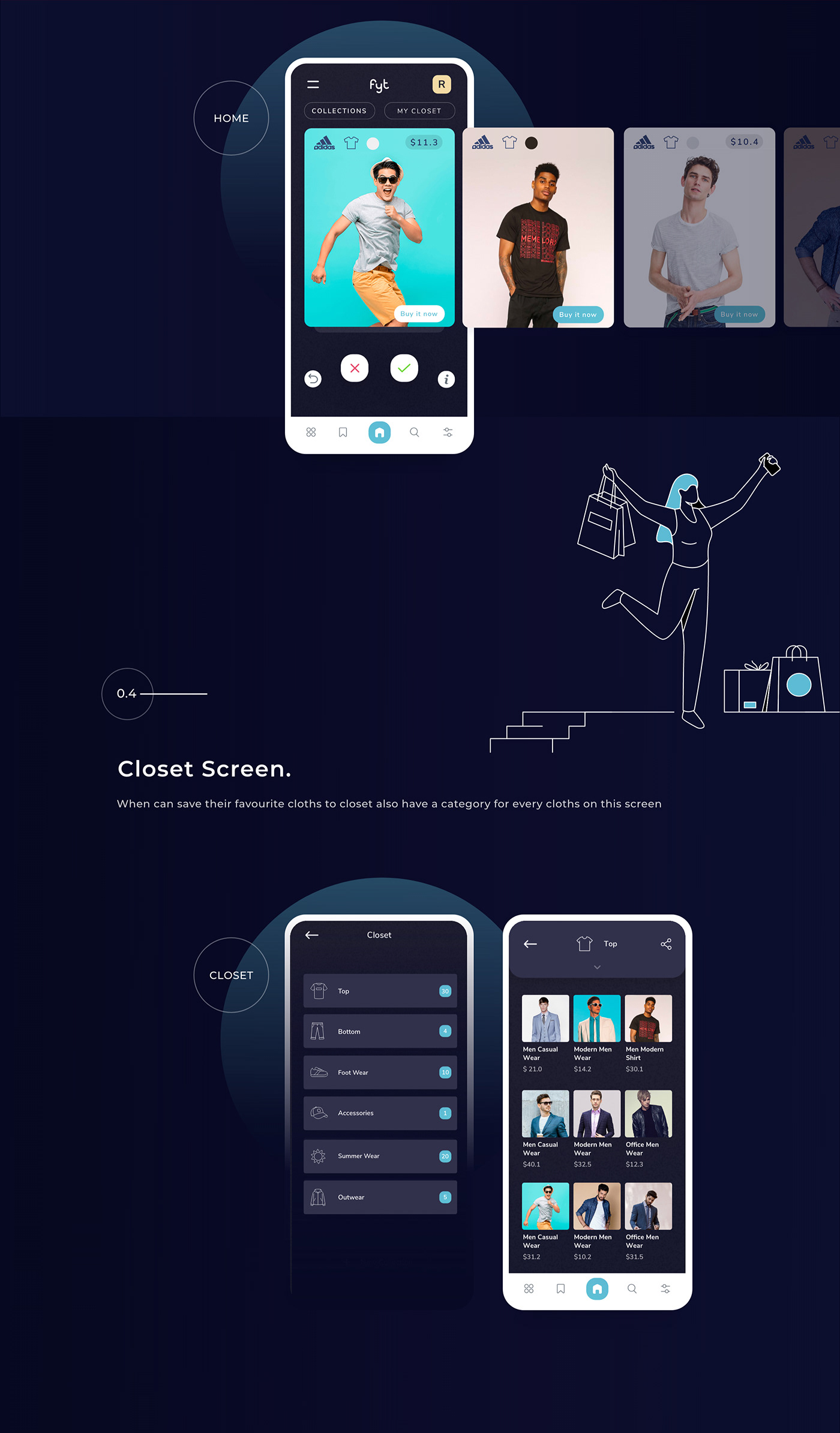 mobile UI dark Website clean Fashion  app ios android ux