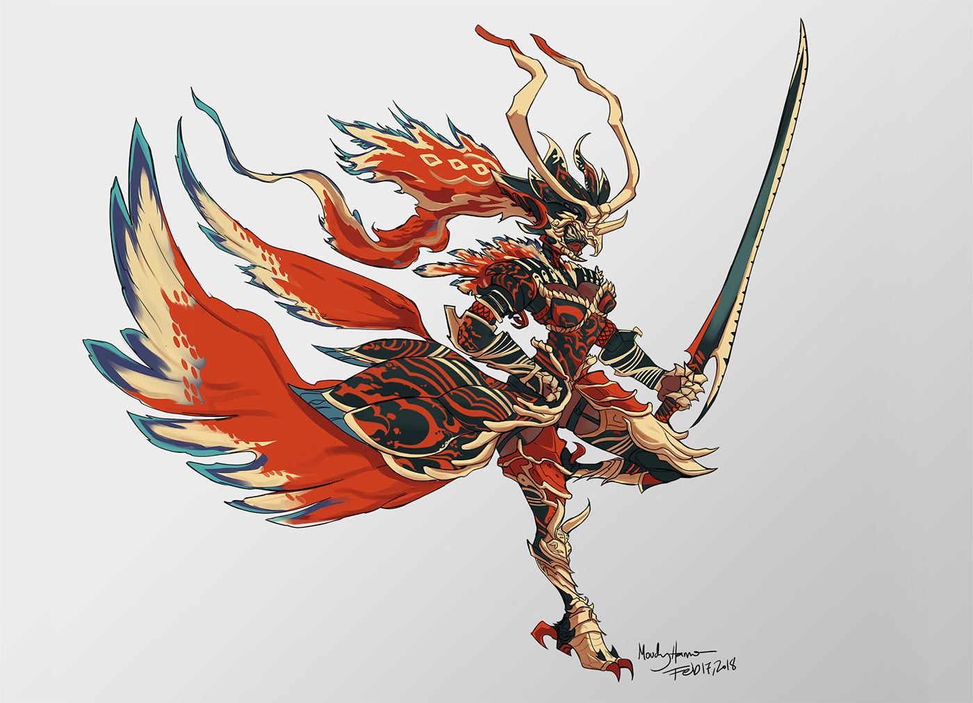 Armor video game warrior Monster Hunter inspiration fantasy wings Swords woman