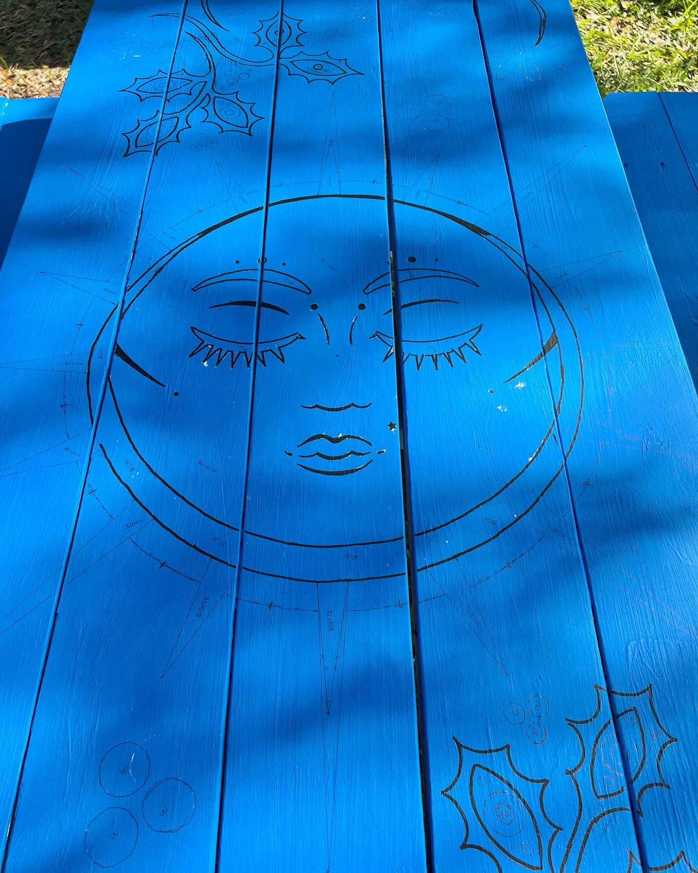 public art painting   Picnic Table Mural protection community blue