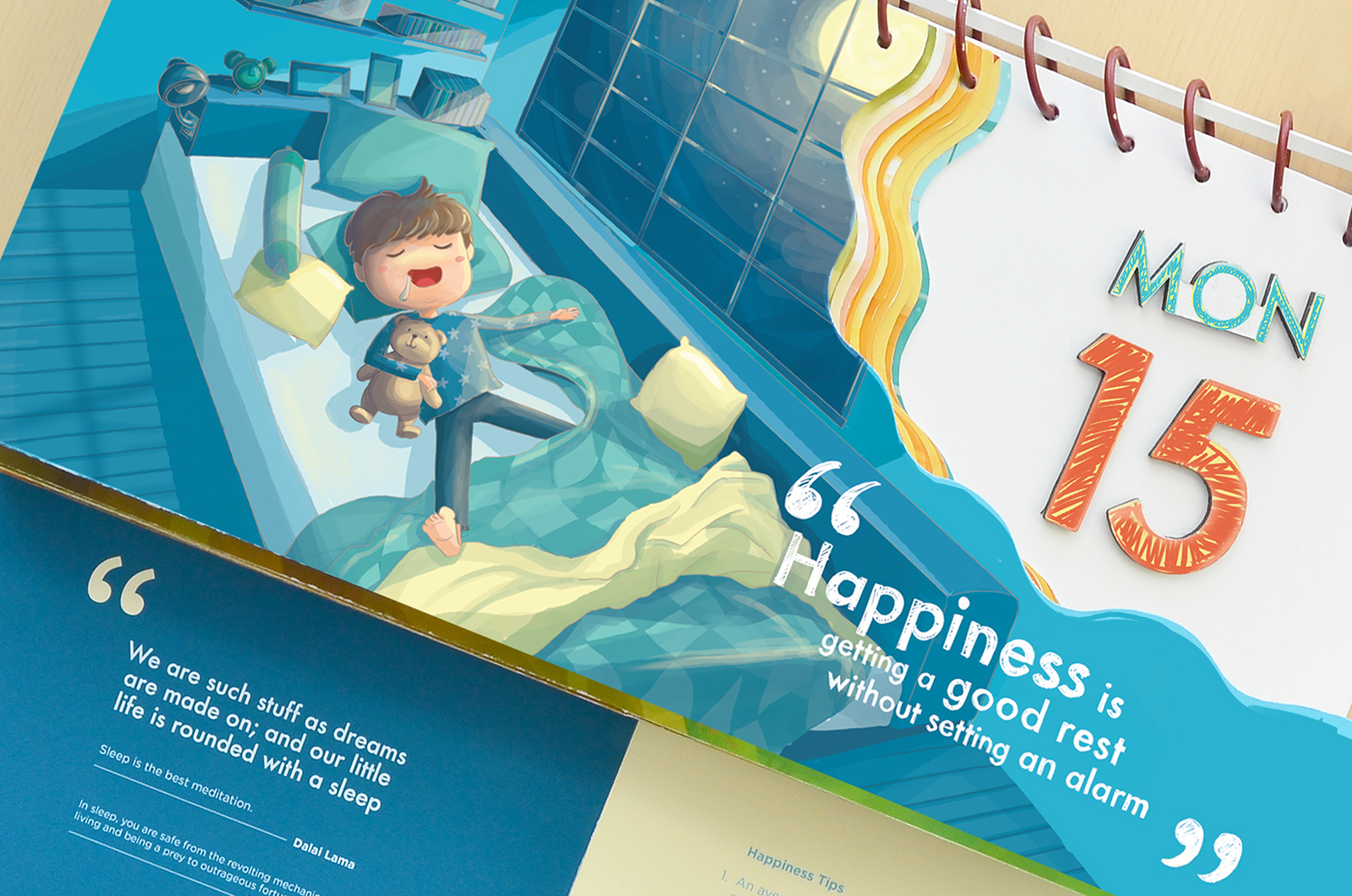 Perpetual calendar Colourful  happy moments appreciate motivate staionery set ILLUSTRATION  Character design 