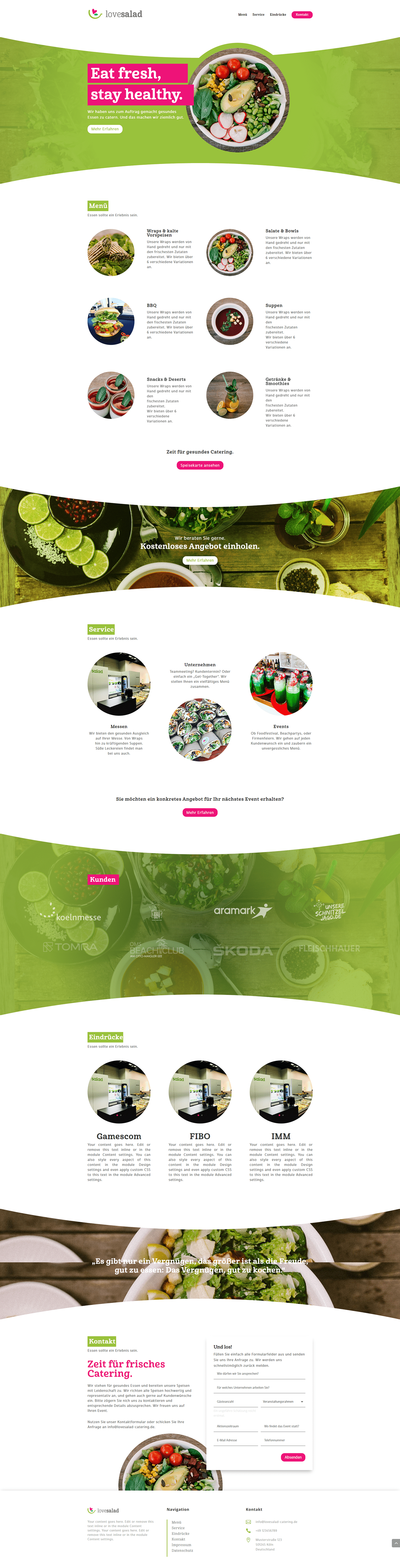Webdesign for Lovesalad Catering