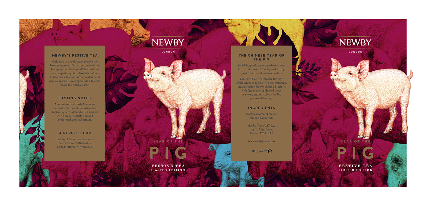 pig chinese new year boar festive tea caddy pig design Tea pig year of pig new year 2019