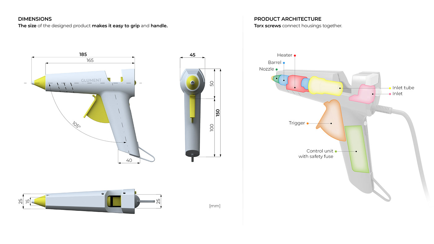 industrial design  design product design  Glue Gun concept rhinoceros 3D keyshot 3D Render DIY