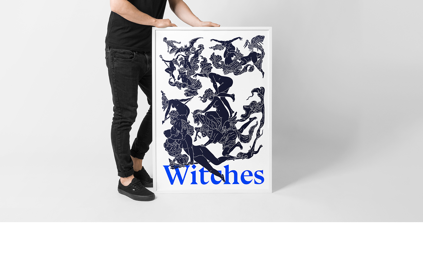 Serigraphy limited witch 100x70 art honor design woman nude pantone