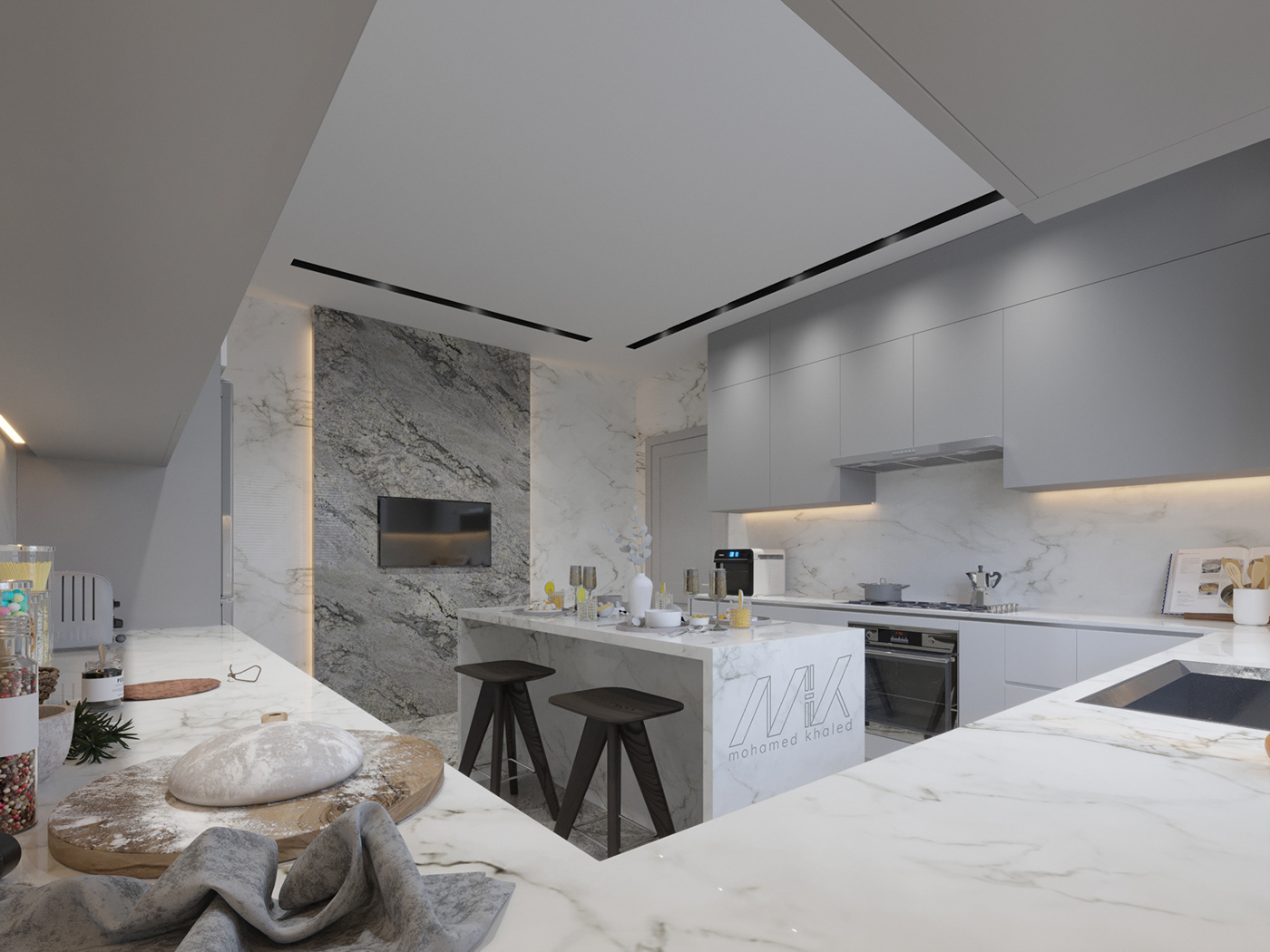 interior design  modern kitchen 3ds max architecture archviz CGI corona furniture Render visualization