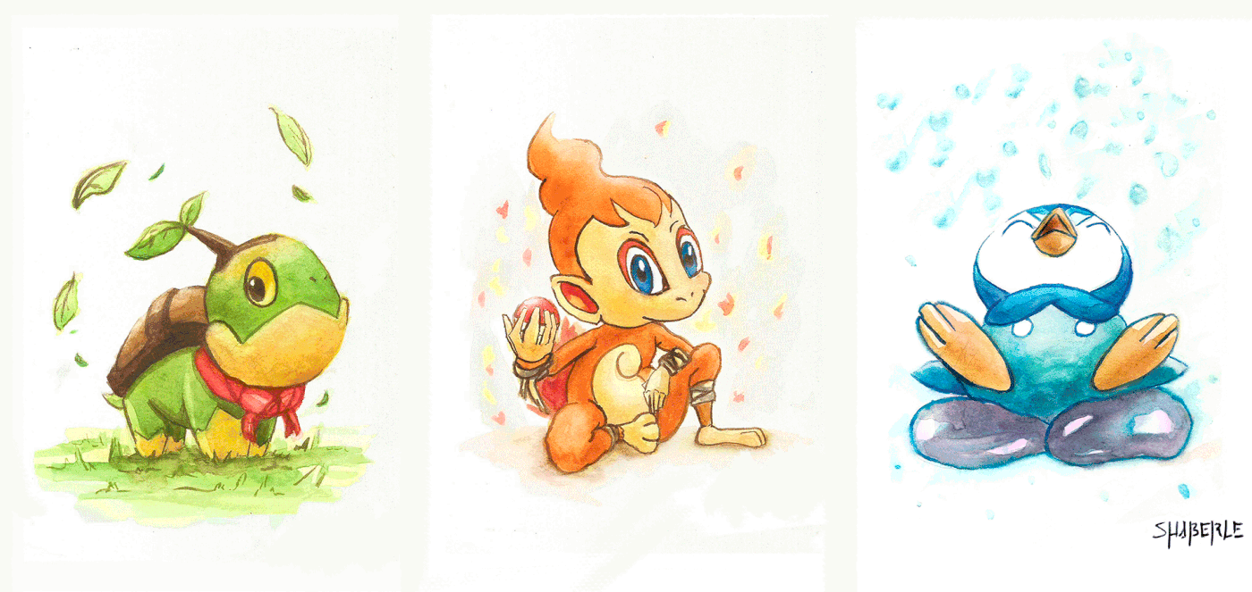 Pokemon Nintendo pikachu Charmander game watercolor aquarela pintura fanart traditional