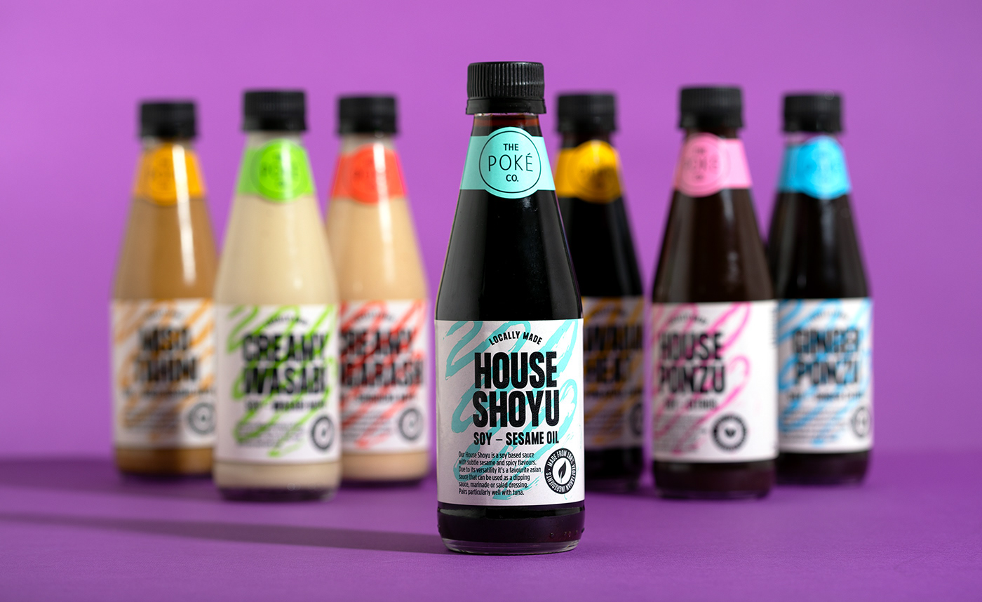 sauce bright colorful vibrant Packaging Label label design poke logo brand identity