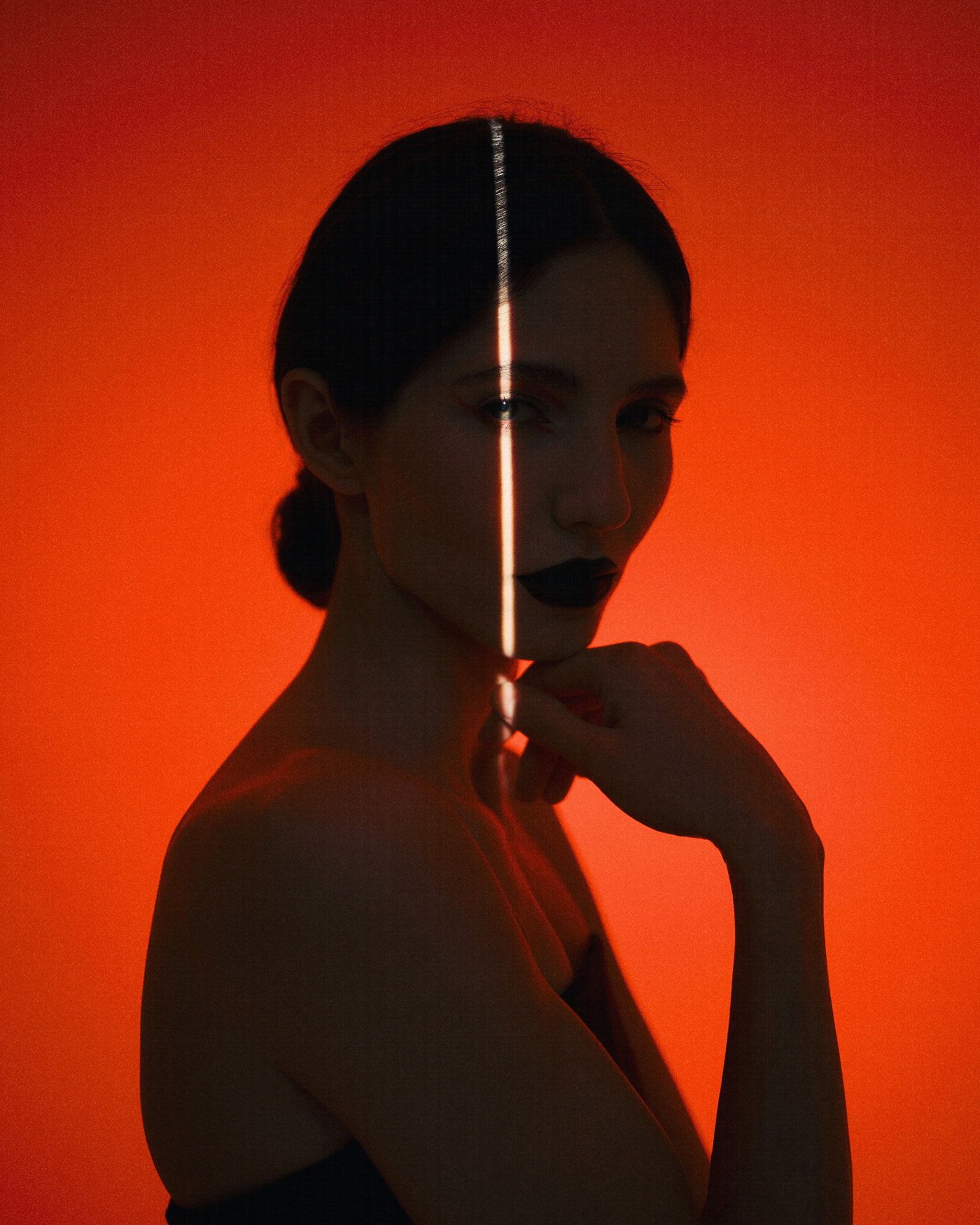 portrait fashion photography model photoshoot Photography  editorial capture one fujifilm red studio lighting