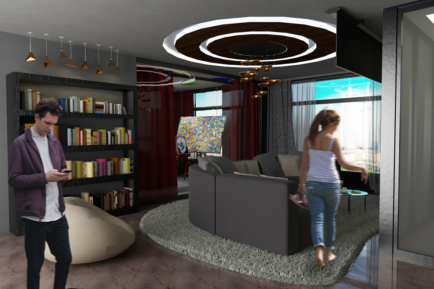 3D architecture bar Damien Hirst ID subject Interior interior design  perspectives residential Residential Design