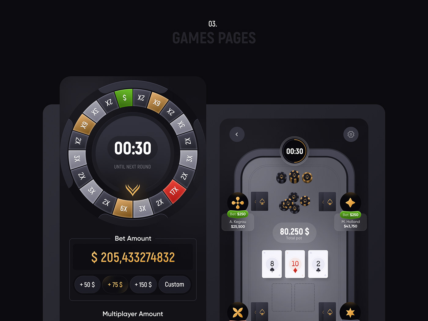 web3 Casino Game UI Poker game ui slots game ui gambling betting iGaming Games UI casino dashboard ui Online crypto casino