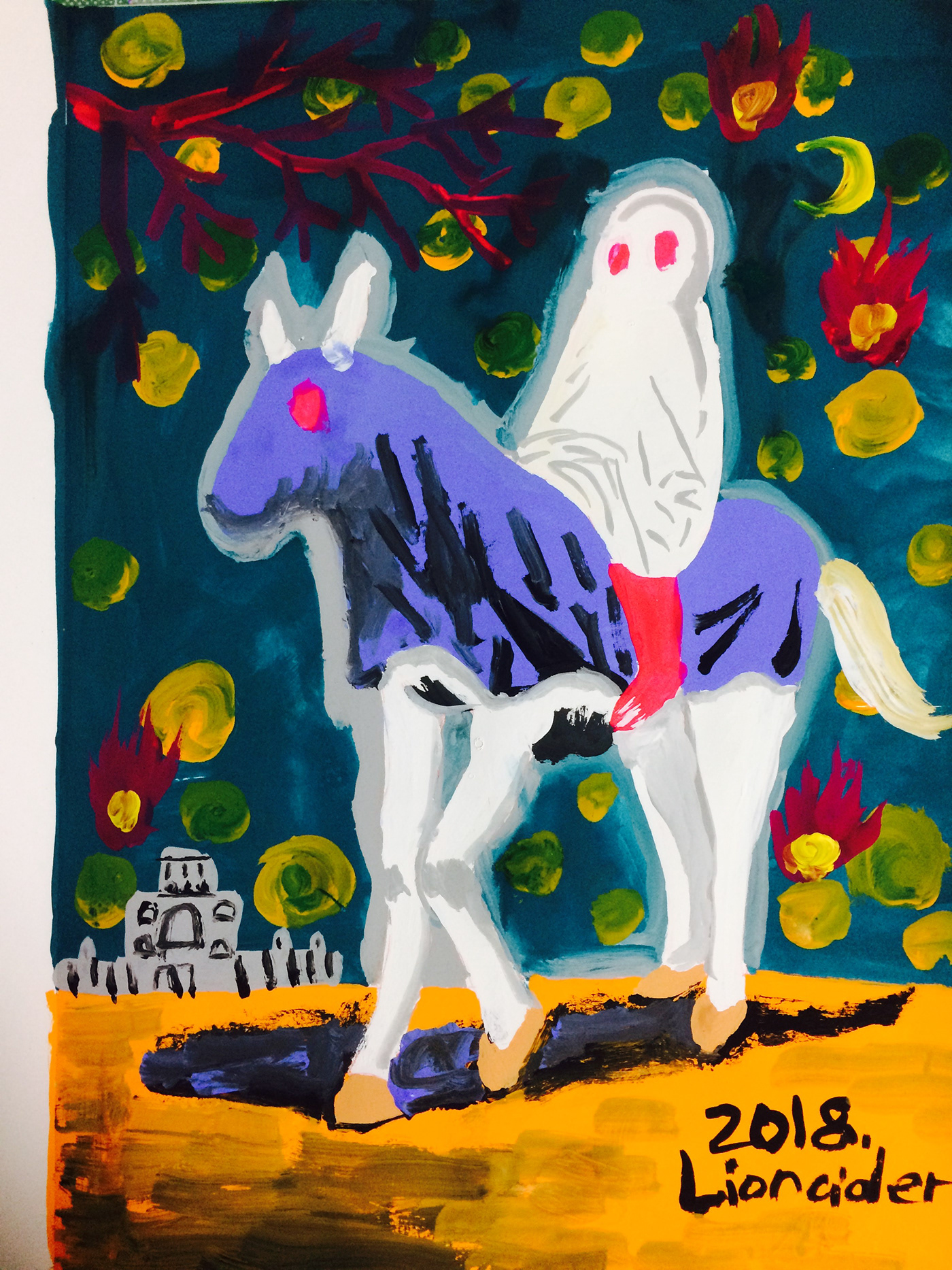ILLUSTRATION  Drawing  Halloween ghost horse light image trick or treat night art colorful Acrylic paint pictures painting   artwork Illustrator